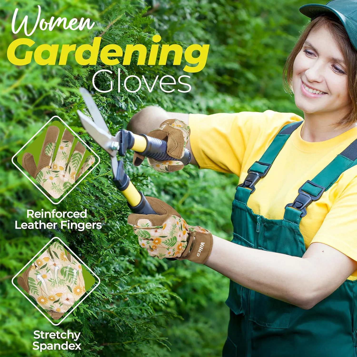 Vilico Gardening Gloves for Women, Thorn Proof Puncture Resistant Leather Garden Gloves, Touch Screen Working Gloves thumbnail 3