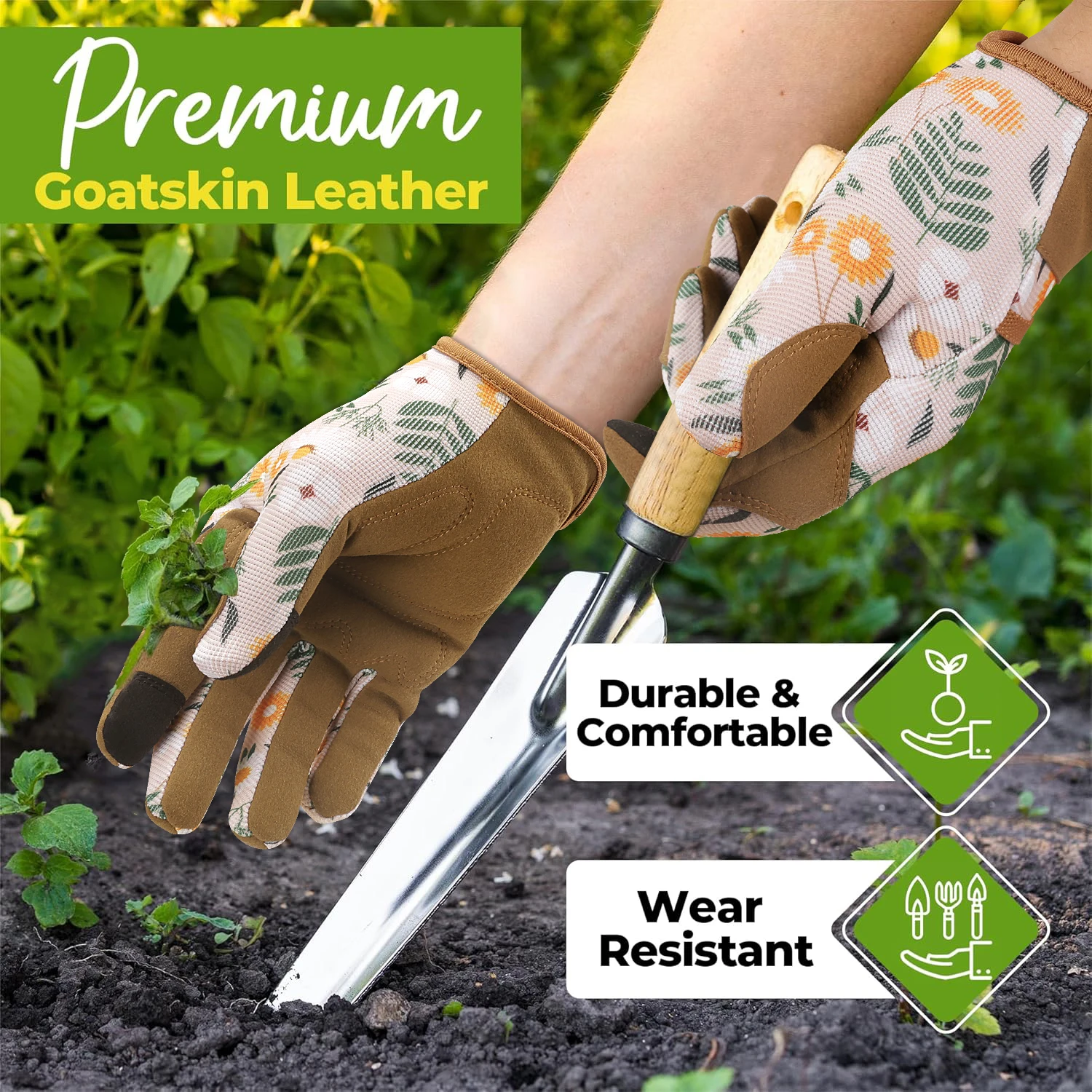 Vilico Gardening Gloves for Women, Thorn Proof Puncture Resistant Leather Garden Gloves, Touch Screen Working Gloves thumbnail 2