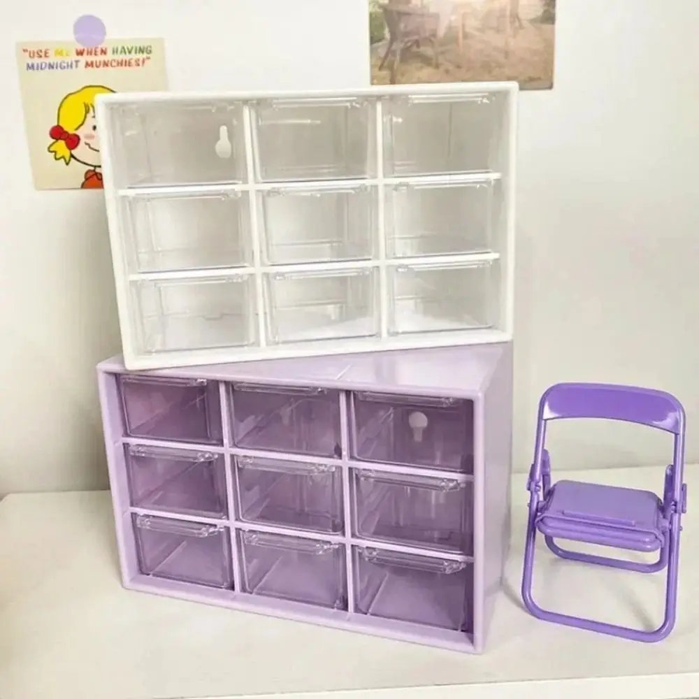 Dustproof Desktop Drawer Organizer 9 Grids Transparent Storage Box PVC Small Drawer Drawer Organizer Box For Jewelry Cosmetics thumbnail 4
