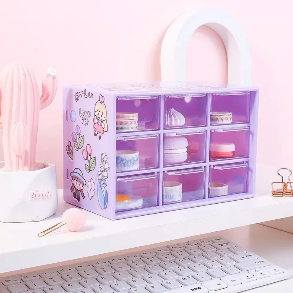 Dustproof Desktop Drawer Organizer 9 Grids Transparent Storage Box PVC Small Drawer Drawer Organizer Box For Jewelry Cosmetics thumbnail 2