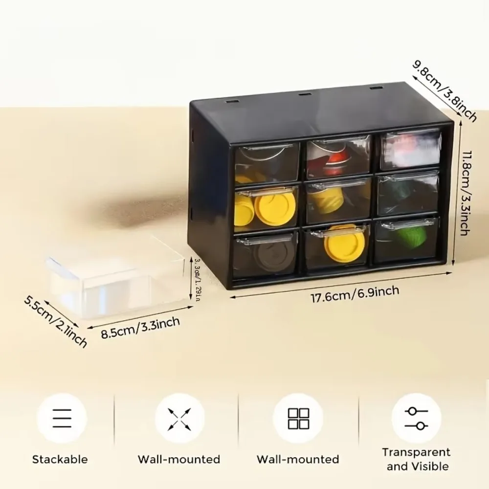 Dustproof Desktop Drawer Organizer 9 Grids Transparent Storage Box PVC Small Drawer Drawer Organizer Box For Jewelry Cosmetics thumbnail 6