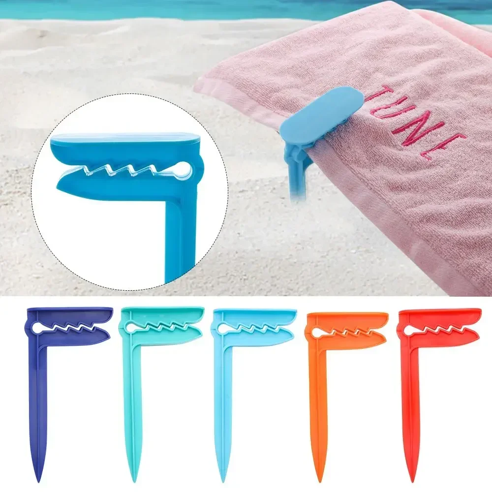 4Pcs Beach Towel Clips for Camping & Outdoor - Sandproof Mat Holder, Tent Clamps, Decorative Clothespins Set thumbnail 3
