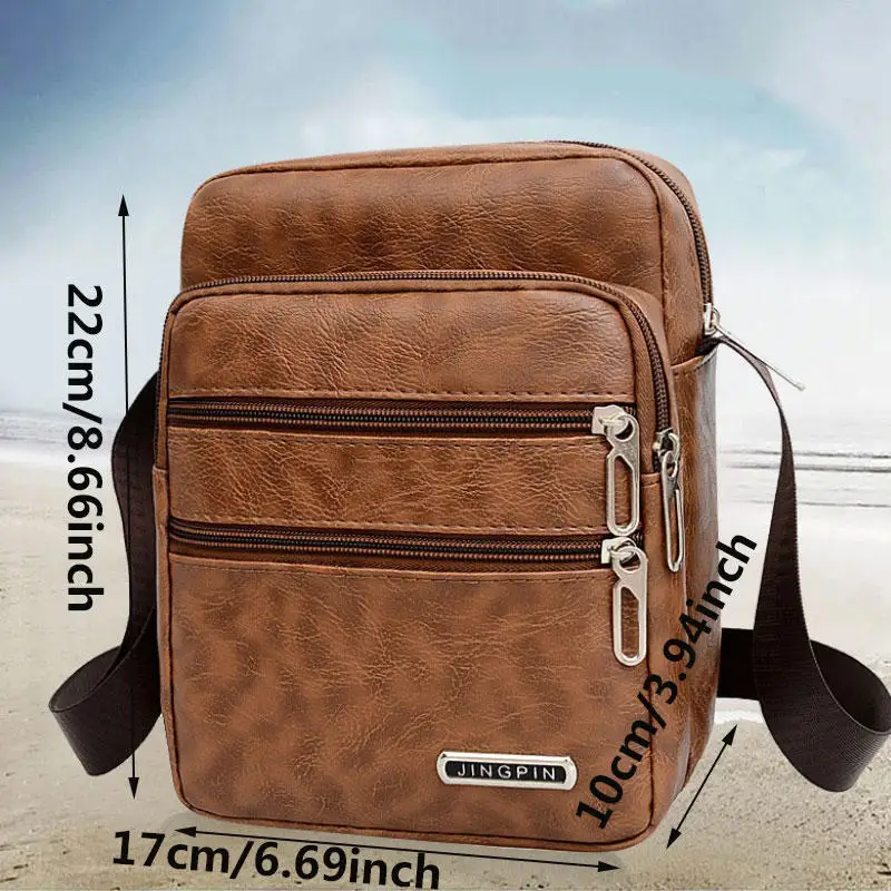 PU Leather Men's Sling Bag Messenger Shoulder  Multifunctional Crossbody Bags Large Capacity Handbags thumbnail 4