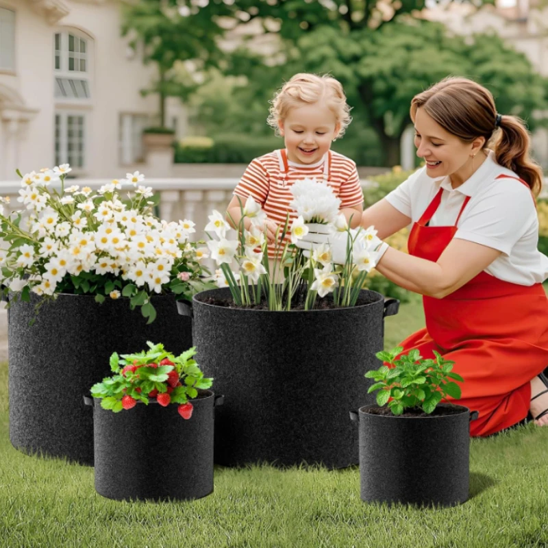 2/4Pcs Plant Grow Bags Available Capacities 5/10/15/30Gallons Thickened Non-Woven Grow Bags with Handles Aeration Fabric Pots thumbnail 6