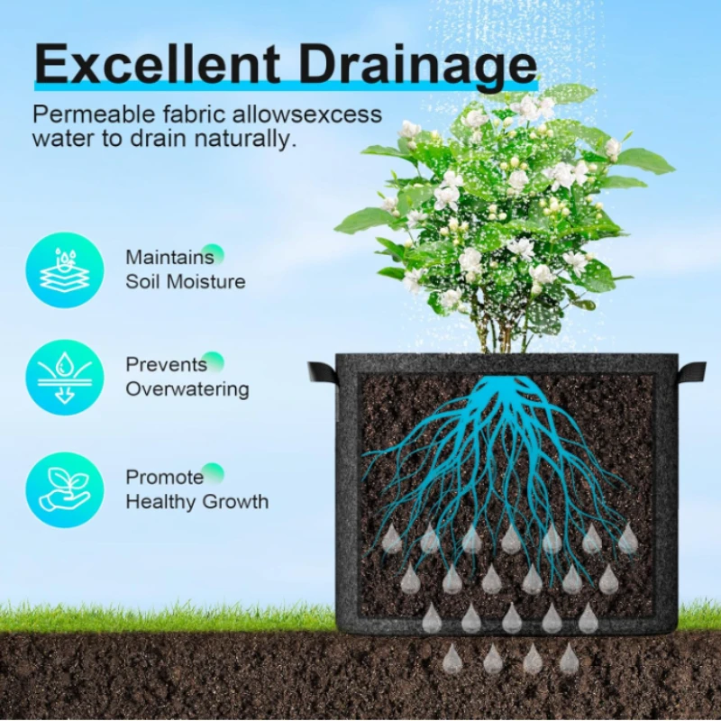 2/4Pcs Plant Grow Bags Available Capacities 5/10/15/30Gallons Thickened Non-Woven Grow Bags with Handles Aeration Fabric Pots thumbnail 3