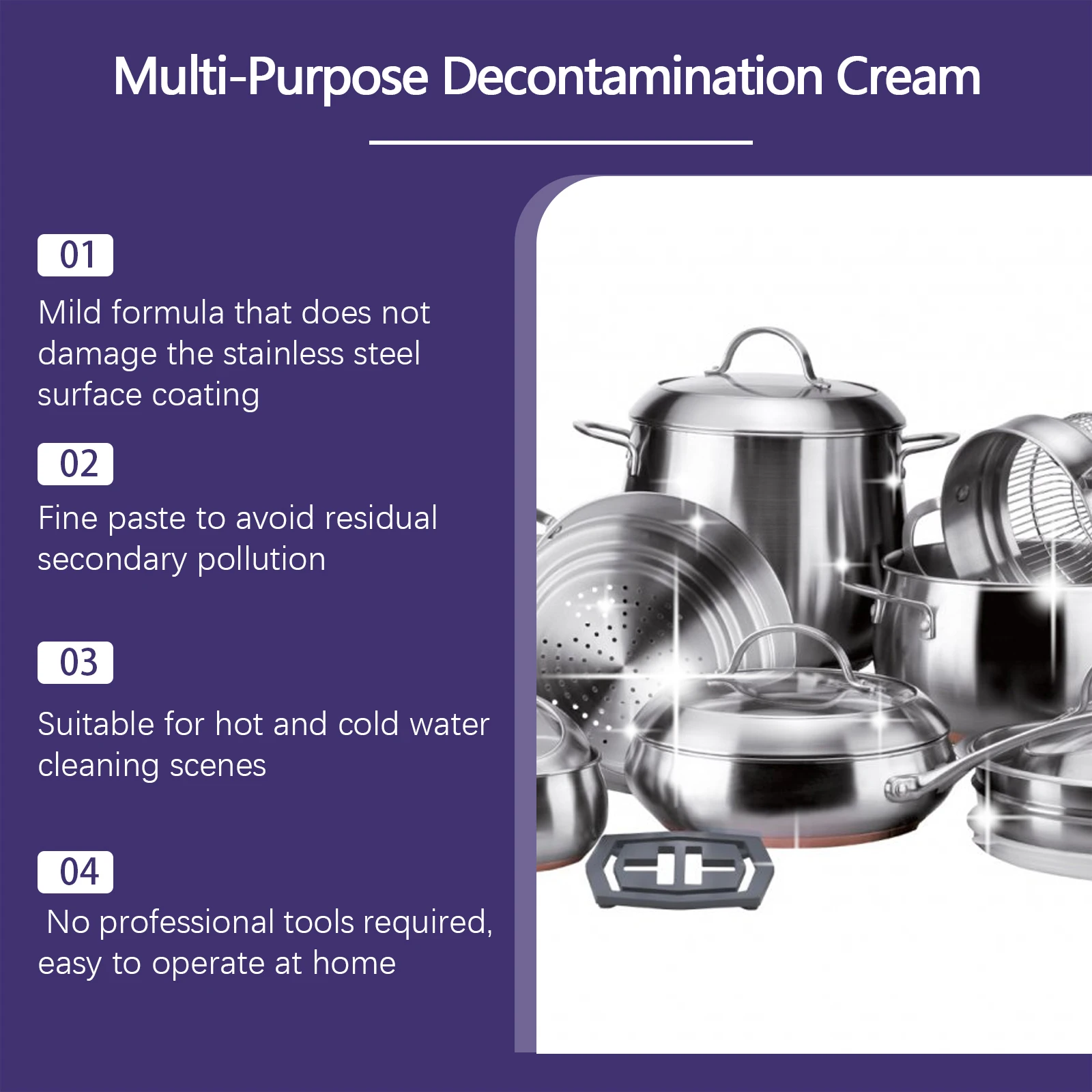 Kitchen Stainless Steel Cleaning Paste Pot Bottom Scale Cleaner Pan Rust Remover Cookware Gas Stove Dirt Household Kitchen Tool thumbnail 3