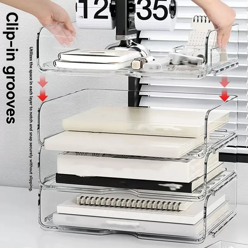 Transparent document storage rack, desktop storage rack, office book table storage box, organizer box thumbnail 5