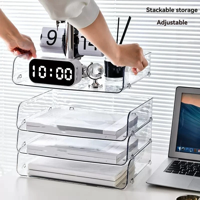 Transparent document storage rack, desktop storage rack, office book table storage box, organizer box thumbnail 6