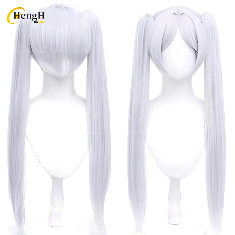 68cm Frierenn Synthetic Wig Anime Silver White Double Ponytail Cosplay Anime Wig Heat Resistant Hair Halloween Party Wigs thumbnail 2
