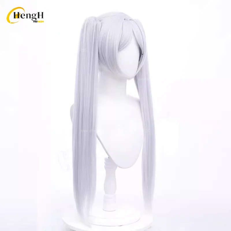 68cm Frierenn Synthetic Wig Anime Silver White Double Ponytail Cosplay Anime Wig Heat Resistant Hair Halloween Party Wigs thumbnail 4