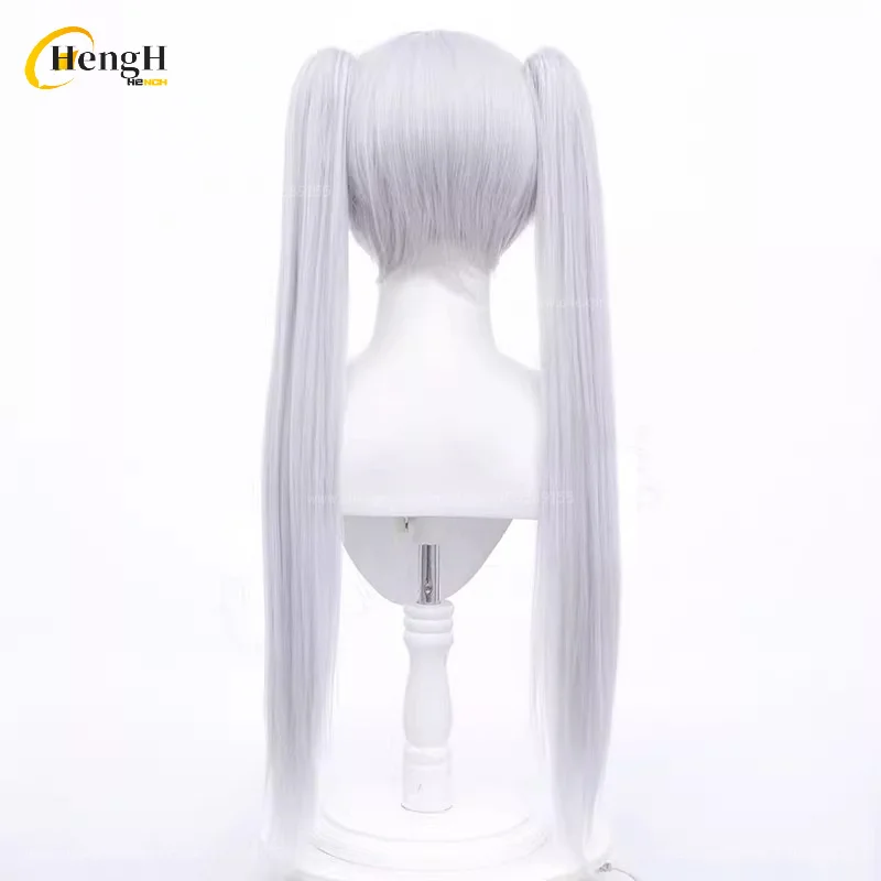 68cm Frierenn Synthetic Wig Anime Silver White Double Ponytail Cosplay Anime Wig Heat Resistant Hair Halloween Party Wigs thumbnail 6