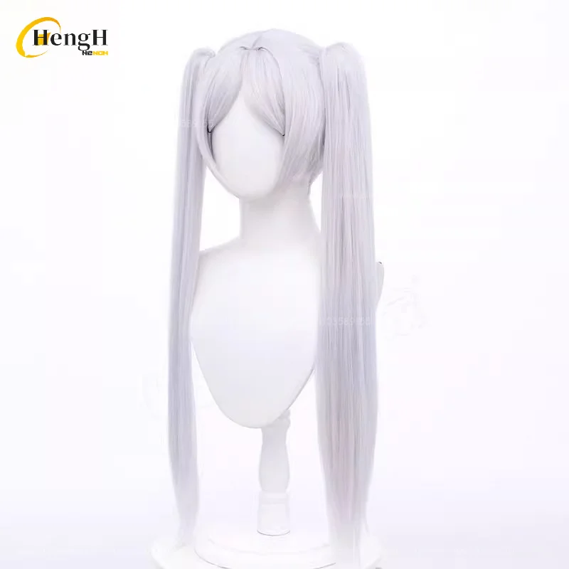 68cm Frierenn Synthetic Wig Anime Silver White Double Ponytail Cosplay Anime Wig Heat Resistant Hair Halloween Party Wigs thumbnail 5