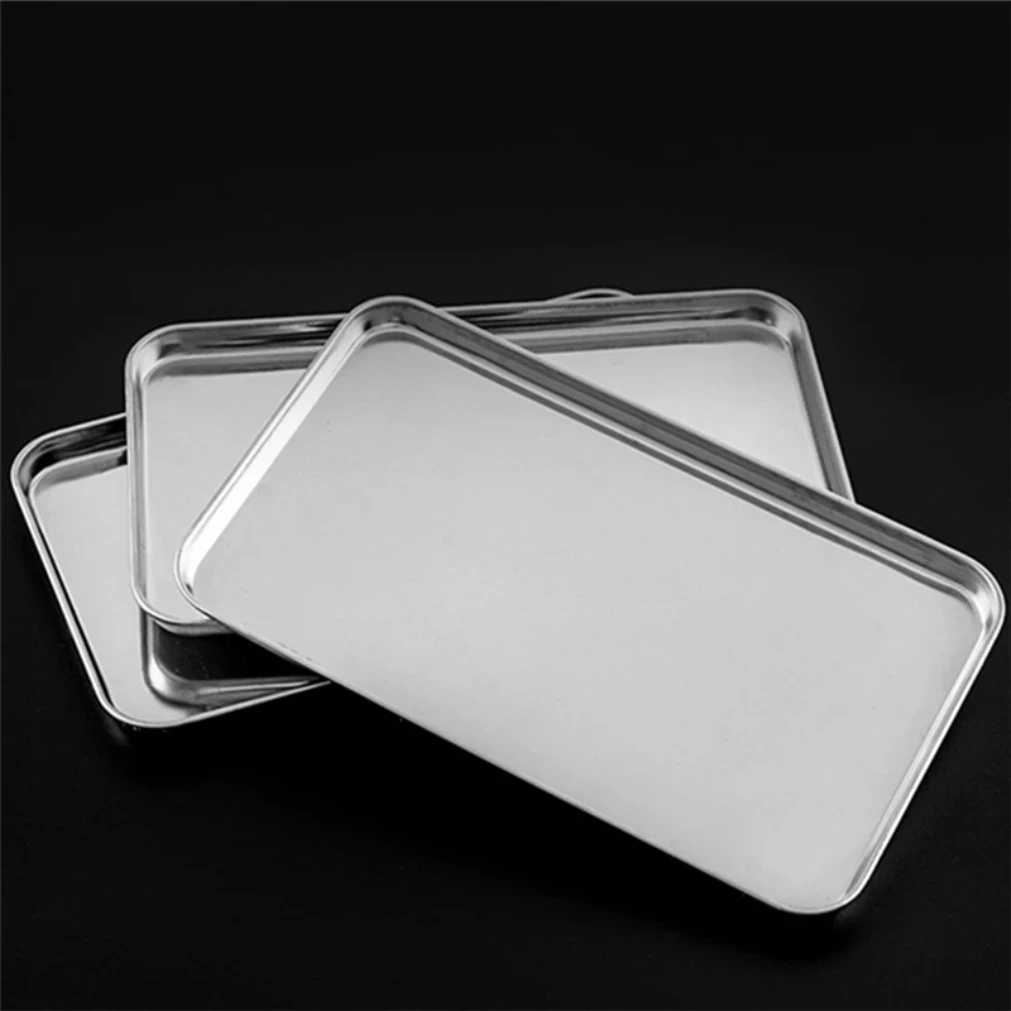 Rectangle Stainless Steel Tray Buffet Presentation Tray Metal Food Serving Plate Rice Noodle Pan Home Dishes Storage Organizer thumbnail 3