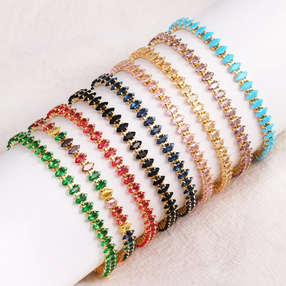 2.5*5mm Colorful Zircon Tennis Bracelet Bangle for Women Luxury Silver Color Rainbow Crystal Hand Chain Jewelry Friend Gifts thumbnail 3