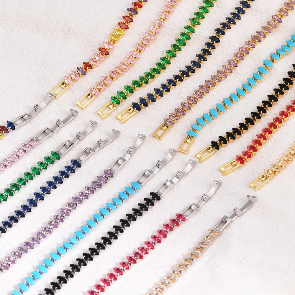 2.5*5mm Colorful Zircon Tennis Bracelet Bangle for Women Luxury Silver Color Rainbow Crystal Hand Chain Jewelry Friend Gifts thumbnail 4