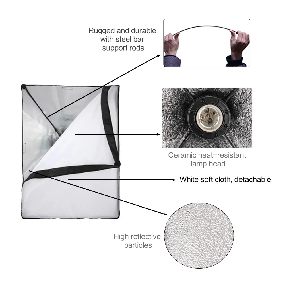Photography Softbox Lighting Kits 50x70CM Professional Continuous Light System Soft Box For Photo Studio Equipment thumbnail 4