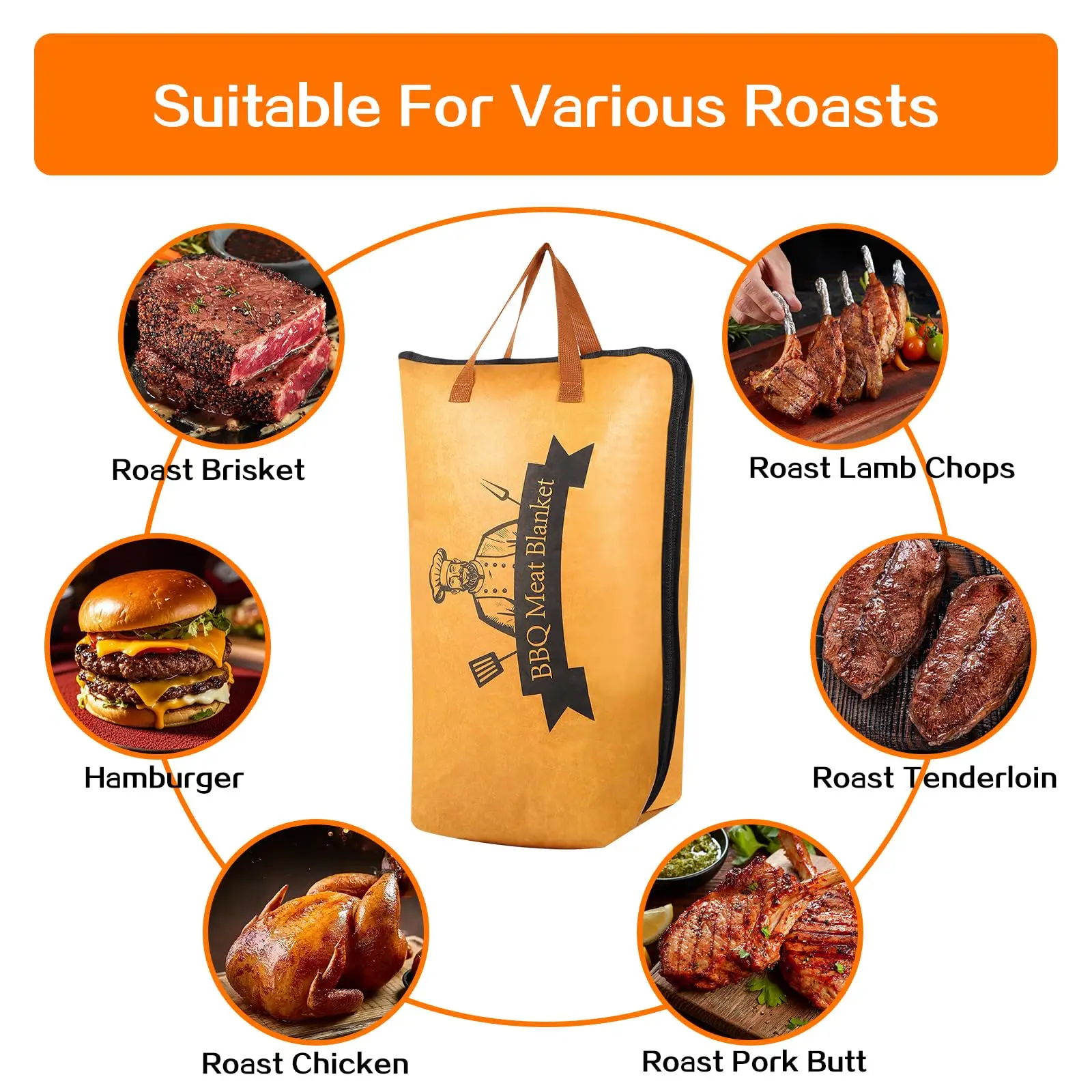 Reusable Pellet Smoker Meat Insulated Resting Bag with Wide Mouth for Brisket/Beef,BBQ Blanket for Resting Meat BBQ Accessories thumbnail 5
