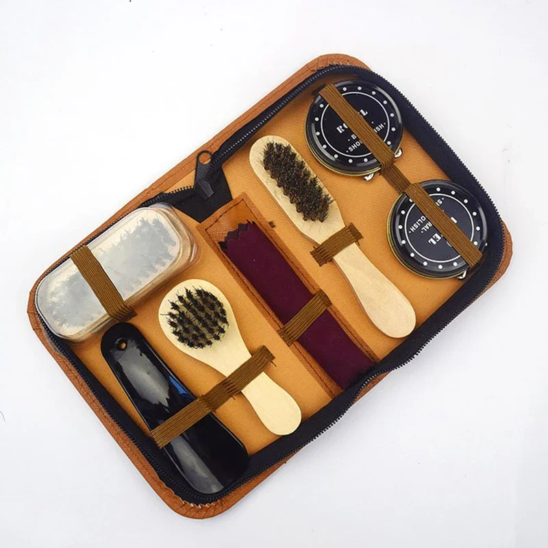 Professional Shoes Care Kit Portable For Boots Sneakers Cleaning Set Polish Brush horn Shine Polishing Tool For Leather Shoes thumbnail 4