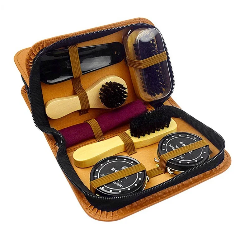 Professional Shoes Care Kit Portable For Boots Sneakers Cleaning Set Polish Brush horn Shine Polishing Tool For Leather Shoes thumbnail 3