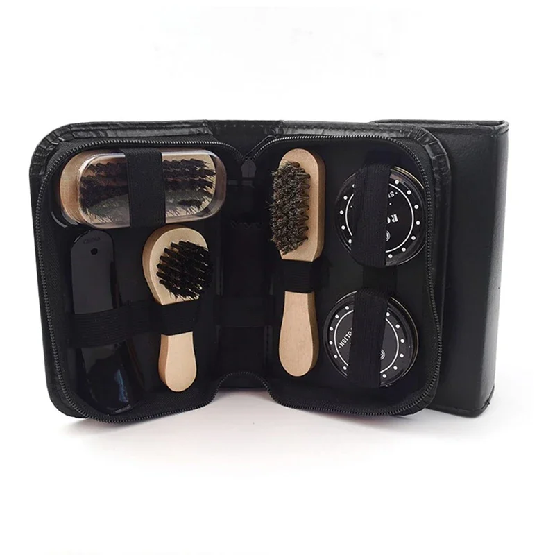 Professional Shoes Care Kit Portable For Boots Sneakers Cleaning Set Polish Brush horn Shine Polishing Tool For Leather Shoes thumbnail 6