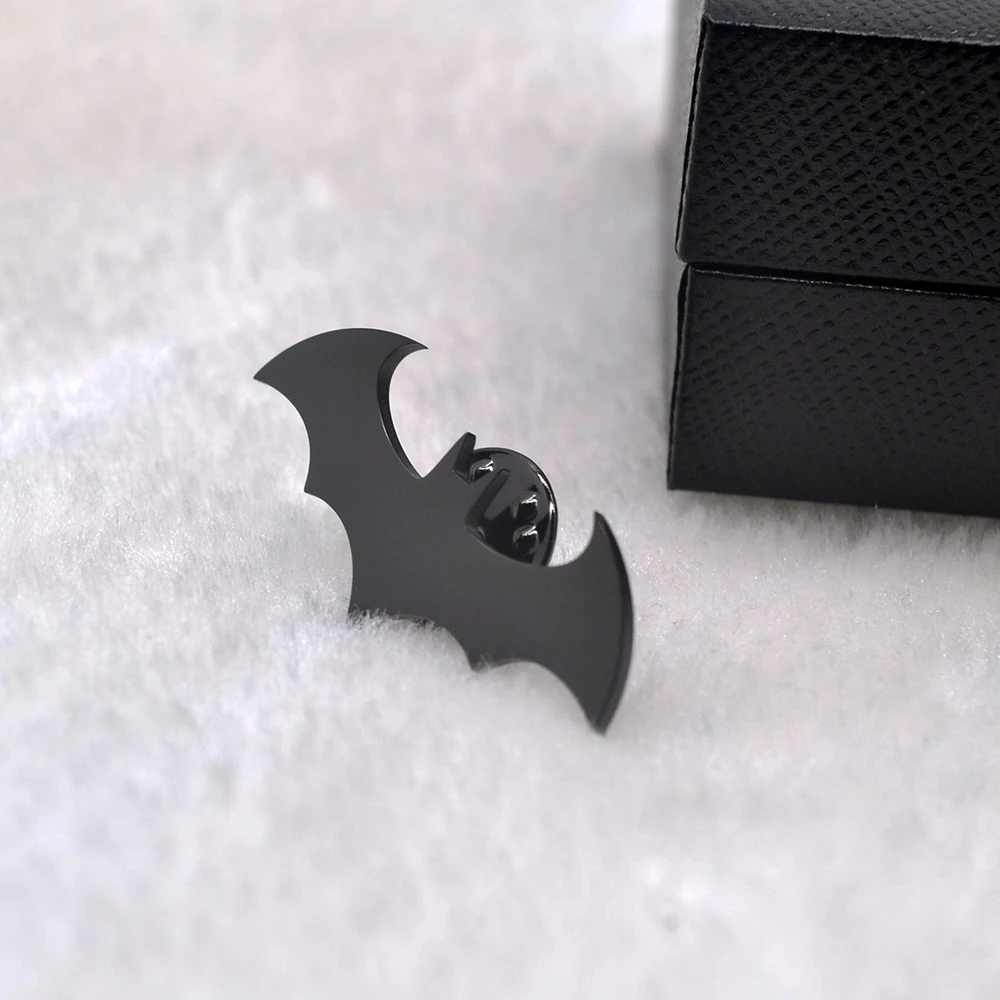 Bat Symbol Lapel Pin - Comic Book Hero Style Brooch, Stainless Steel Enamel Badge, Gotham Inspired Collectible Gift for fans thumbnail 6