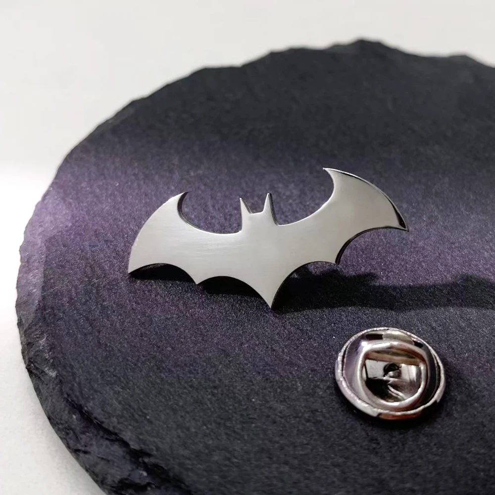 Bat Symbol Lapel Pin - Comic Book Hero Style Brooch, Stainless Steel Enamel Badge, Gotham Inspired Collectible Gift for fans thumbnail 5