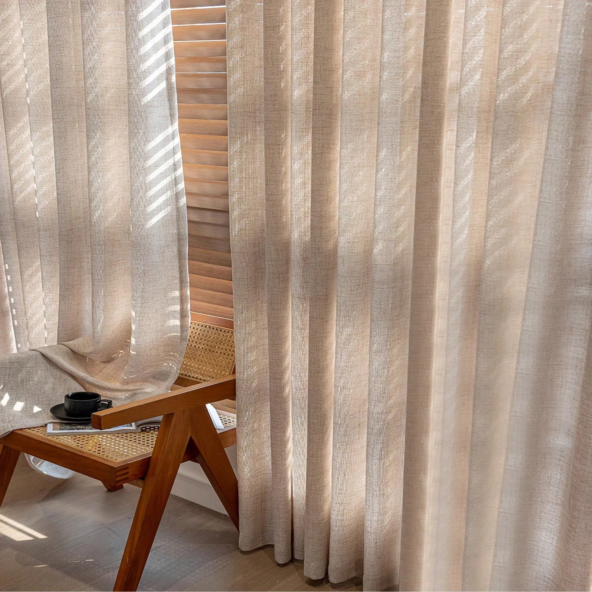 1pc Japanese linen sheer curtain windproof breathable semi dark bedroom living room partition curtain  Mosquito prevention thumbnail 5