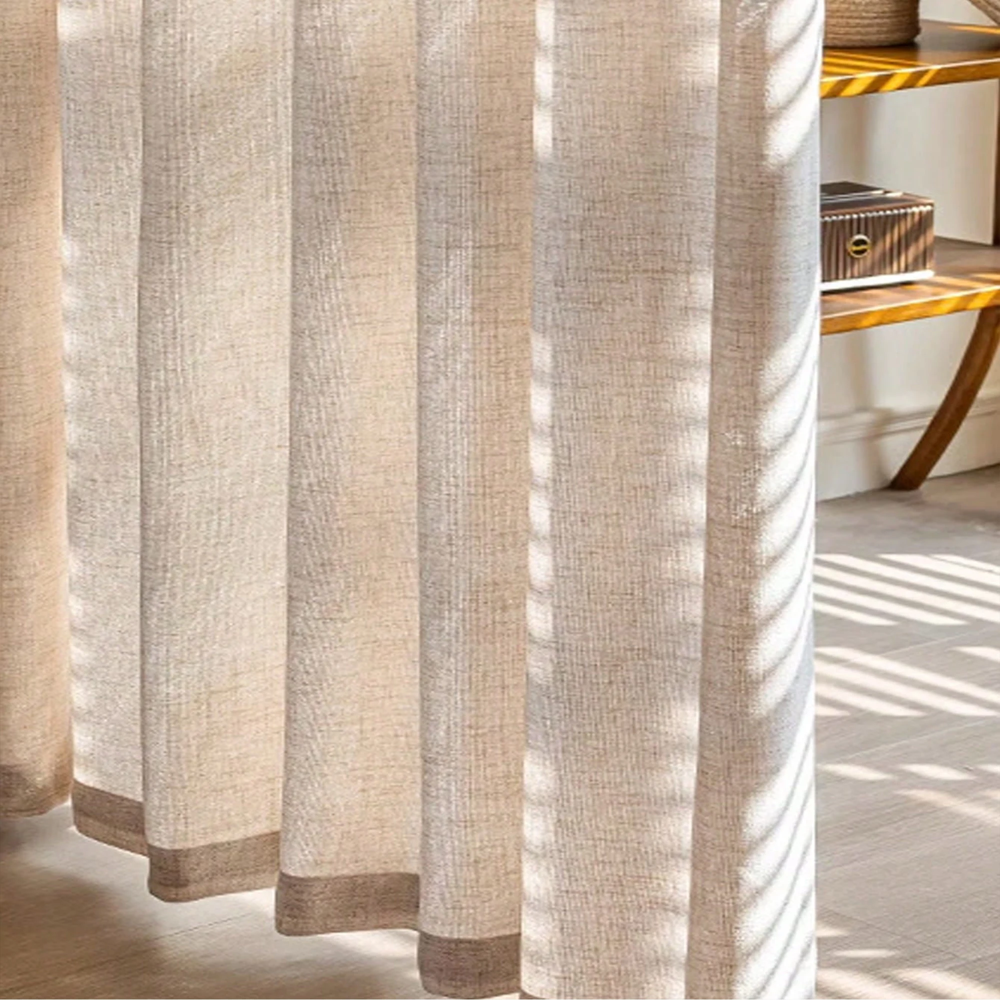 1pc Japanese linen sheer curtain windproof breathable semi dark bedroom living room partition curtain  Mosquito prevention thumbnail 2