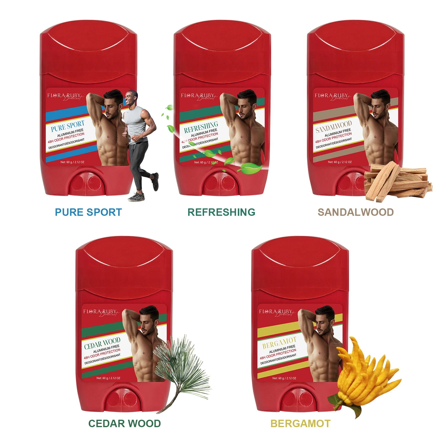 Men Sandalwood Deodorant Stick Sweating Keep Drying Lasting Fragrance Remove Armpit Odor Underarm Refresh Sticks Refresh 5Pcs thumbnail 2