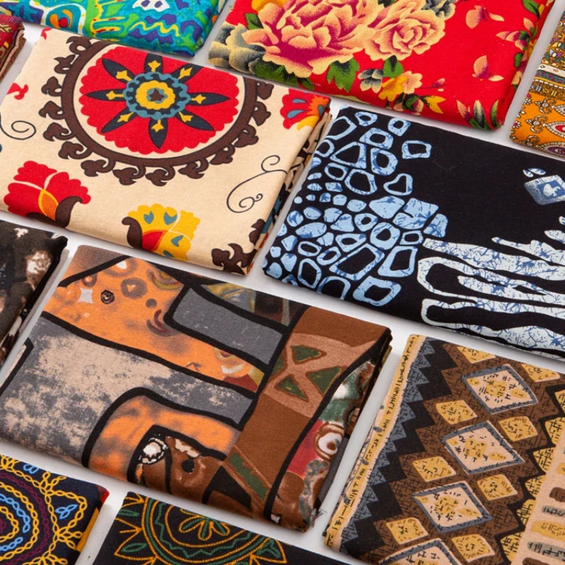 All-cotton Ethnic Style Printed Fabric Yunnan Dress Pillow Table Cloth Home Decoration Clothing DIY for Sewing Design Material thumbnail 2