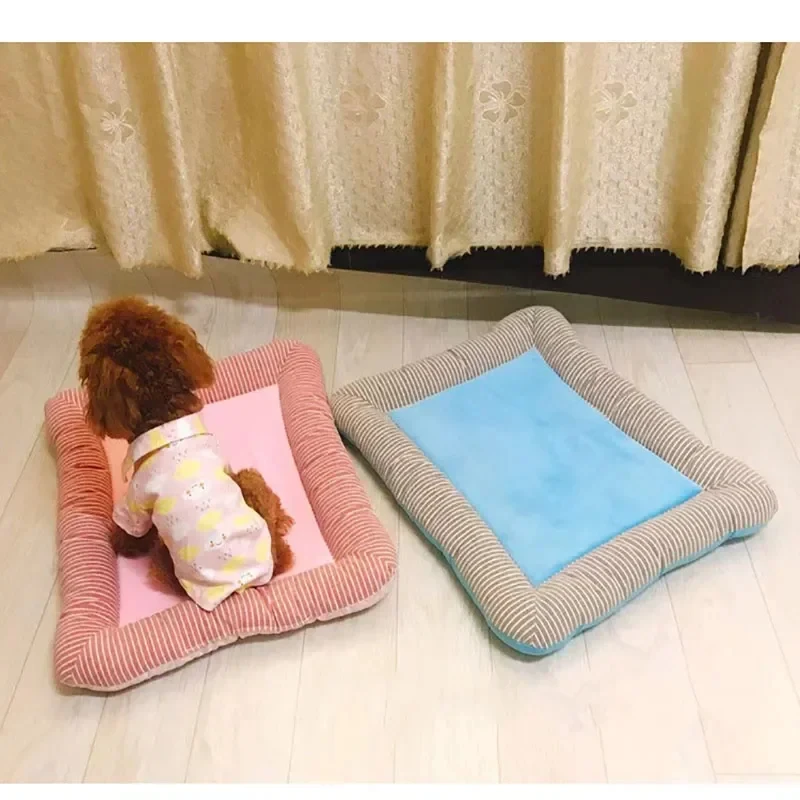 Cooling Pad Bed for Dogs Cats Puppy Kitten Cool Mat Pet Blanket Ice Silk Material Soft for Summer Sleeping Pink Blue Breathable thumbnail 5