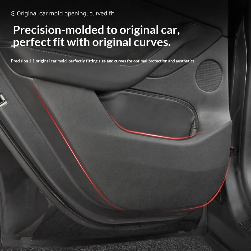 HOMEFISH For Car Door Anti Kick Pad Leather Sticker Trim Kit For Tesla Model Y Juniper Side Door Protector Interior Decoration thumbnail 2