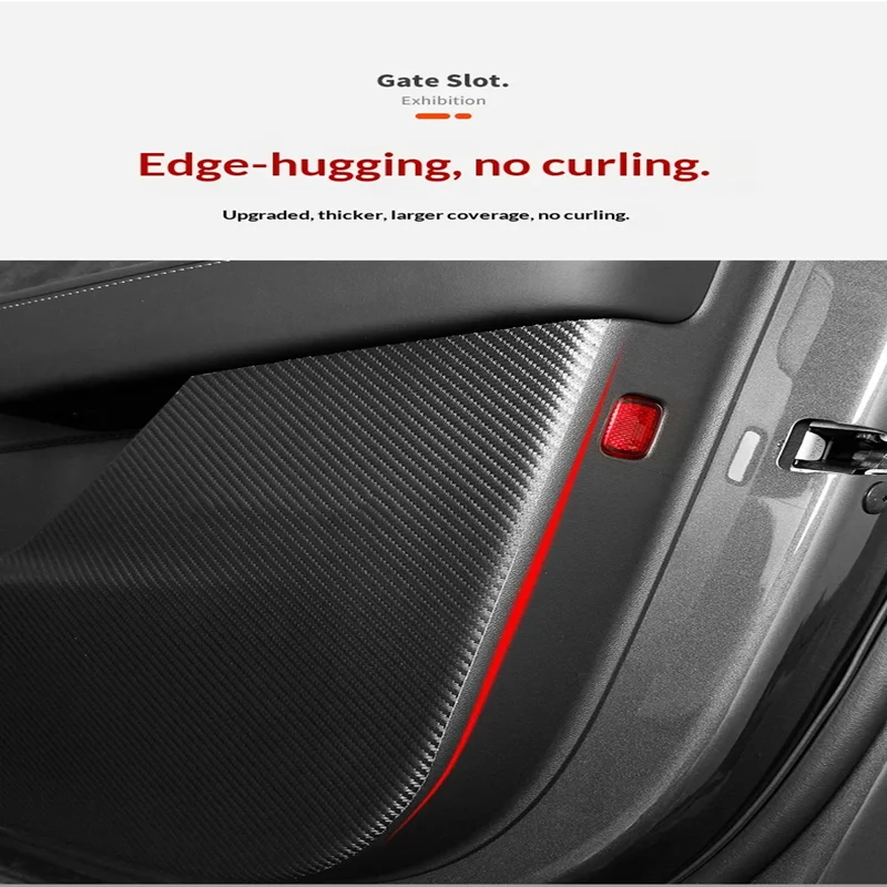 HOMEFISH For Car Door Anti Kick Pad Leather Sticker Trim Kit For Tesla Model Y Juniper Side Door Protector Interior Decoration thumbnail 5