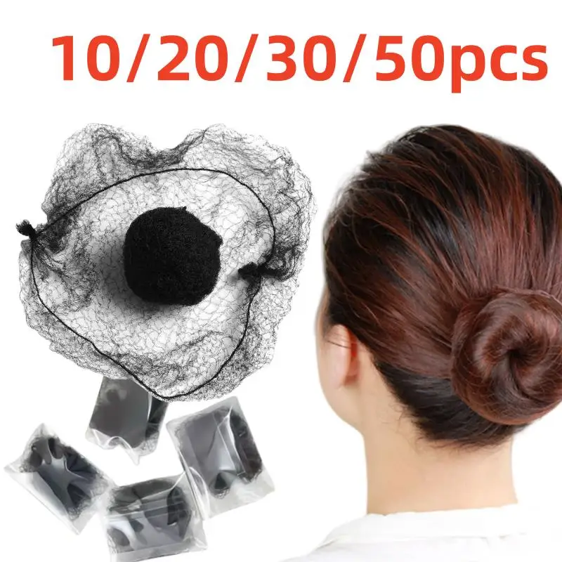 10/20/30/50Pcs Durable Nylon Hair Net For Bun Hair Hair style Tool Black Brown Hair Net For Wigs Mesh Hair Styling Hairnets thumbnail 2