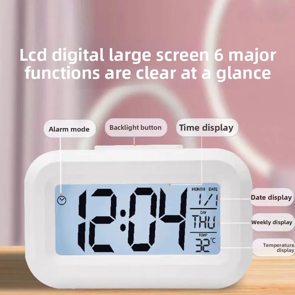 Alarm Clock Digital Clock LED Electronic With Backlight Snooze Calendar For Home Office Desktop Table Screen Display Watch thumbnail 2