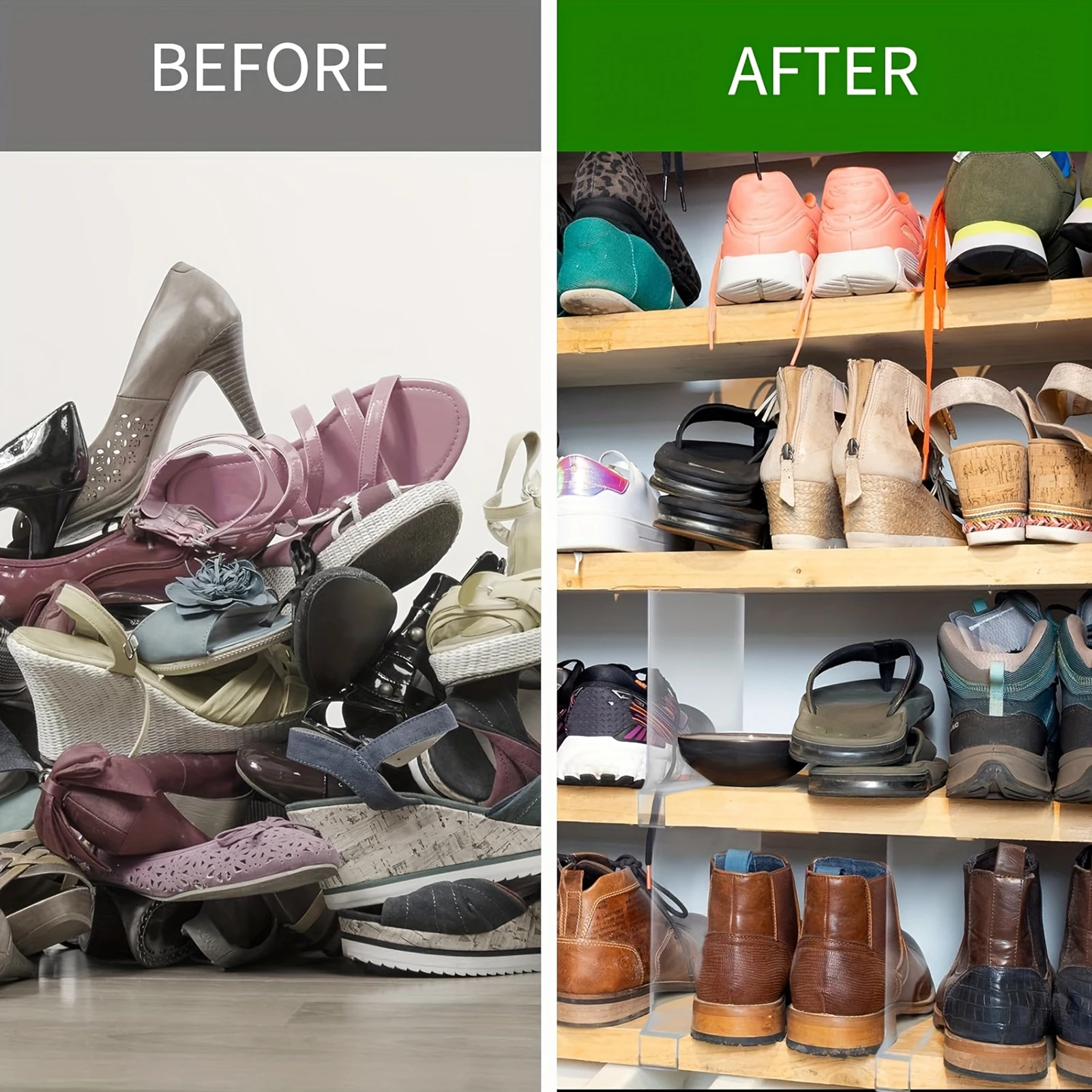 Transparent Acrylic Shelf Dividers Space-saving Shelf Divider Separator for Bedroom Bookcases Cabinets thumbnail 4