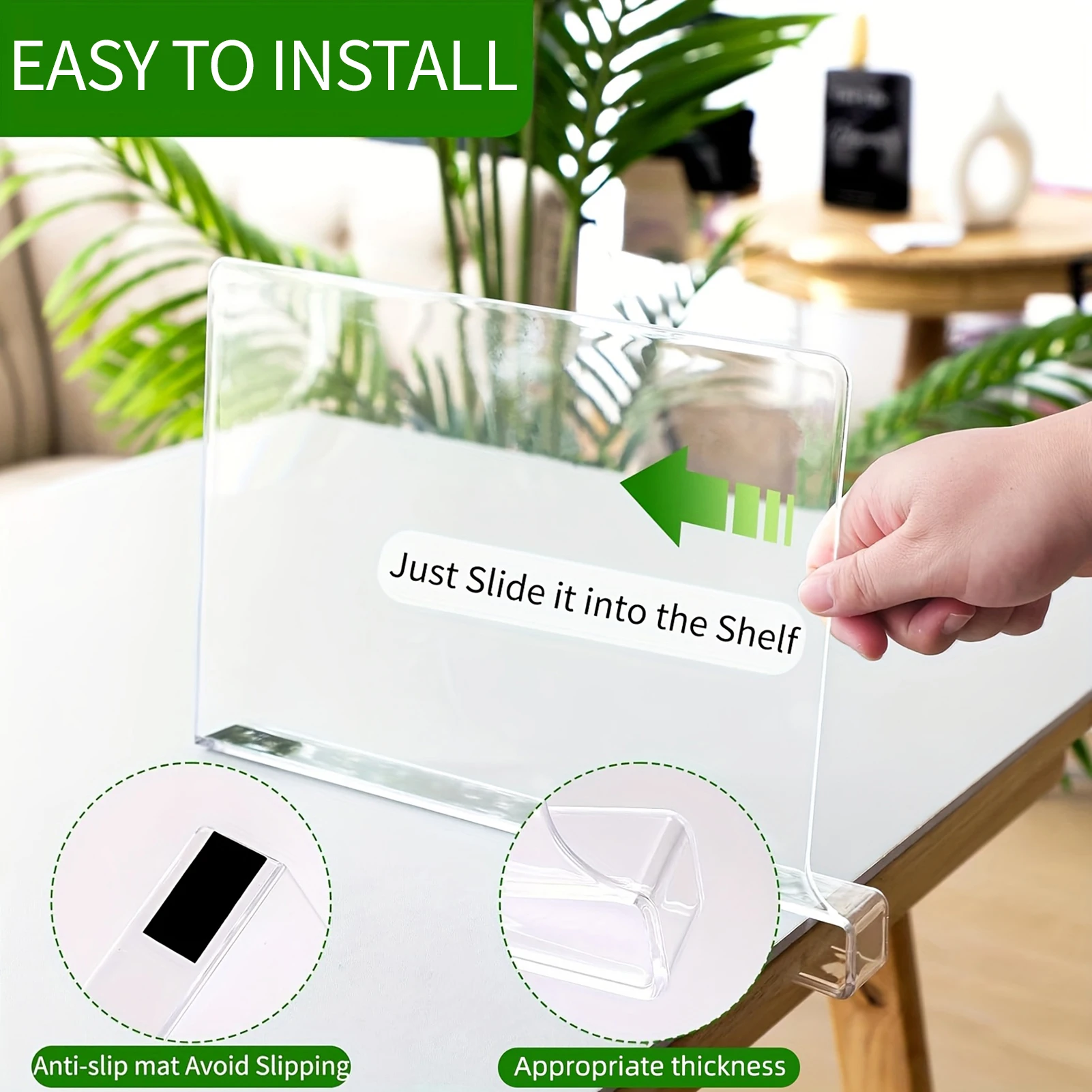 Transparent Acrylic Shelf Dividers Space-saving Shelf Divider Separator for Bedroom Bookcases Cabinets thumbnail 3