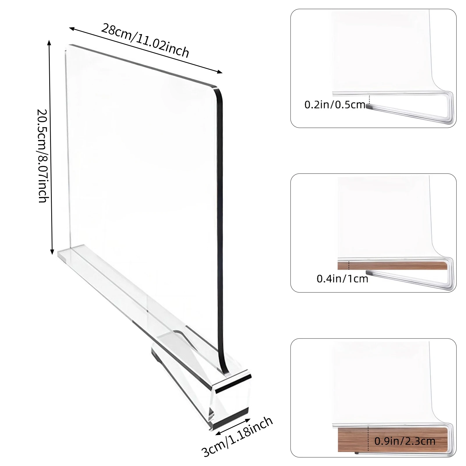 Transparent Acrylic Shelf Dividers Space-saving Shelf Divider Separator for Bedroom Bookcases Cabinets thumbnail 5