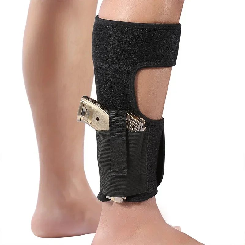 Outdoor concealed gun holster, universal leg and ankle pistol mount, hunting accessory magazine pouch, Glock pistol case