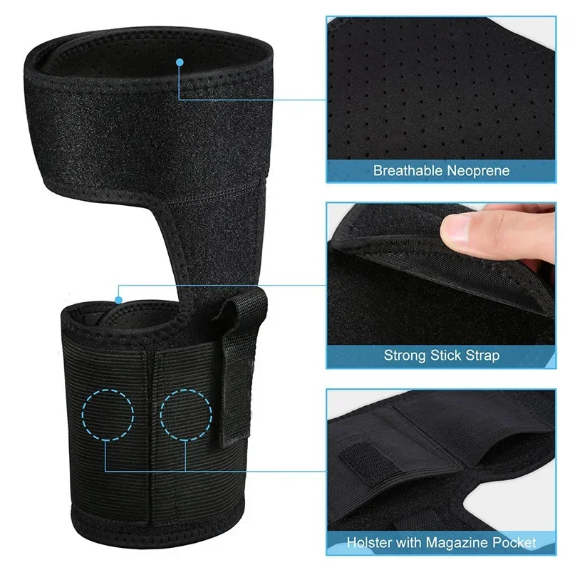 Outdoor concealed gun holster, universal leg and ankle pistol mount, hunting accessory magazine pouch, Glock pistol case thumbnail 3