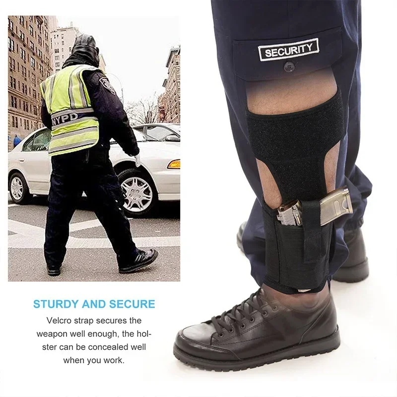 Outdoor concealed gun holster, universal leg and ankle pistol mount, hunting accessory magazine pouch, Glock pistol case thumbnail 4
