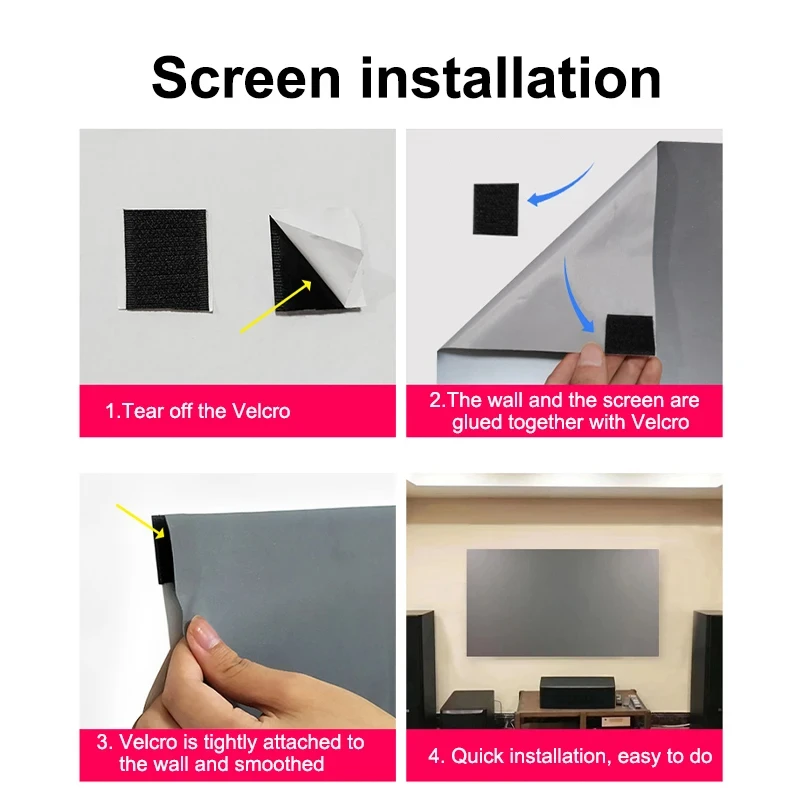Huaweishi Simple Projector Screen 16:9 Foldable Projection 72inch Curtain Portable Home Cinema Theater Movie Outdoor Office thumbnail 6