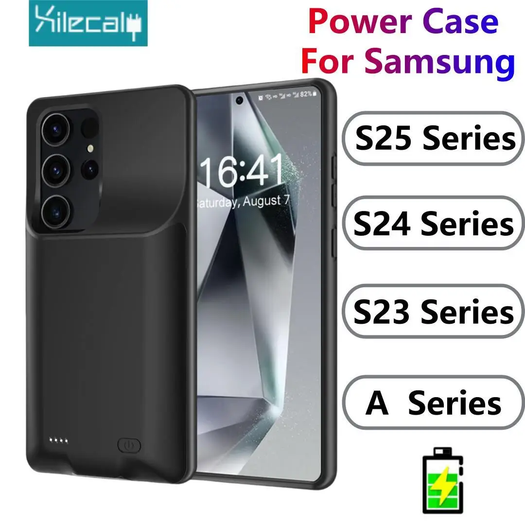 Xilecaly Battery Charger Case for Samsung S25 Ultra S25+ S25 Edge Portable External Power Bank Cover For A15 A16 A35 A35 A36 A54