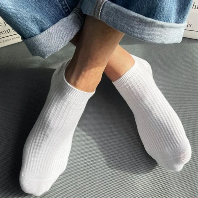 5 Pairs/Pack Ankle Socks Women 100% Cotton Invisible Sweat-absorbing Girls Low Tube Boat Socks white socks thumbnail 2