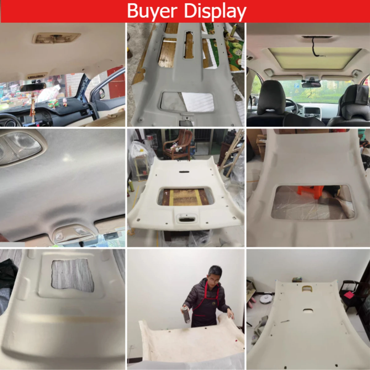 Headliner Roof Fabric Car Interior Wrap with Foam Backing for Automotive Upholstery Repair Sky Ceiling Auto Fabrics DIY Material thumbnail 5