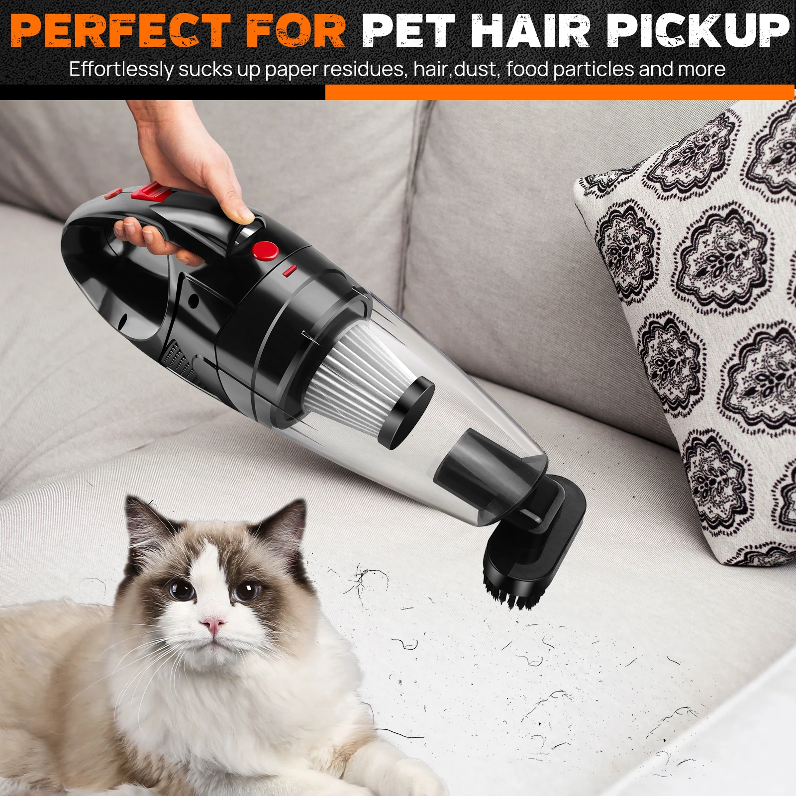 Handheld Vacuum Cleaner Cordless, Mini Portable Hand Held Vacuum Cleaner Rechargeable with HEPA Filters and LED Light,for Car thumbnail 5
