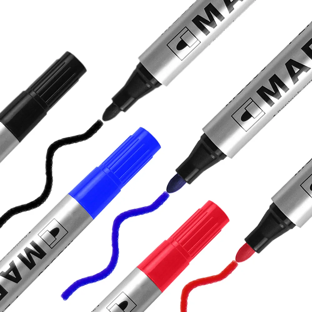 Permanent Paint Marker Pen Waterproof Black Pen for Tyre Oily Markers Quick Drying Signature Pen Stationery Supplies thumbnail 3