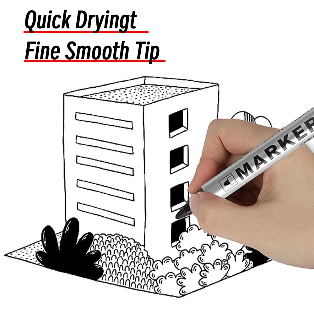 Permanent Paint Marker Pen Waterproof Black Pen for Tyre Oily Markers Quick Drying Signature Pen Stationery Supplies thumbnail 6