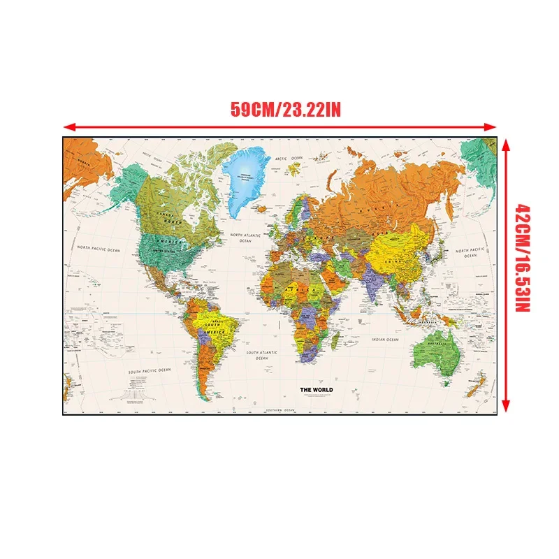 Retro Hanging World Map A2 59*42cm Canvas Decorative Painting Picture Wall Art Poster Office Living Room School Supplies thumbnail 3