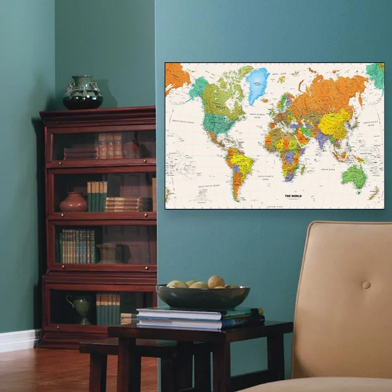Retro Hanging World Map A2 59*42cm Canvas Decorative Painting Picture Wall Art Poster Office Living Room School Supplies thumbnail 4